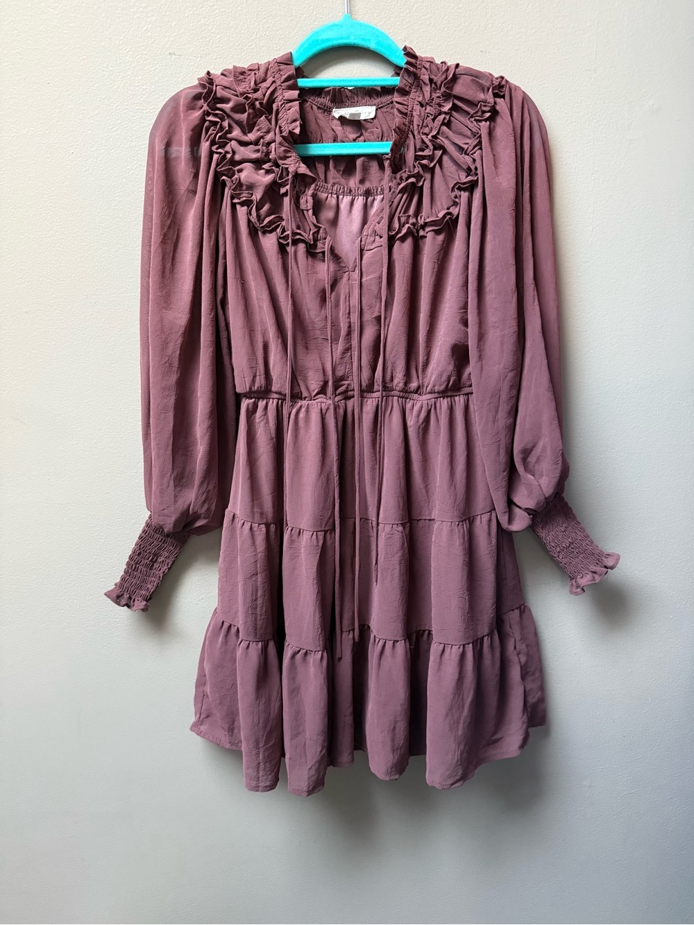 Mauve Ruffle Tiered Mini Dress